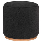 Best Furniture Outlet - Coaster - Zena Faux Sheepskin Upholstered Round Ottoman Black - 910301